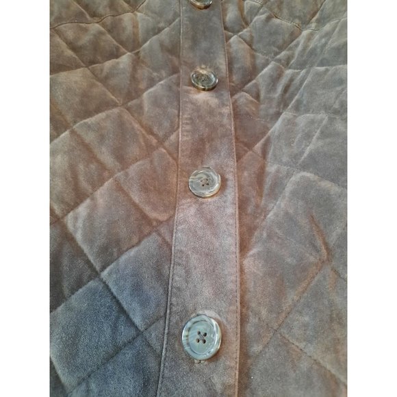 Eddie Bauer womens brown quilted button front heavy suede casual coat size S - Picture 4 of 10
